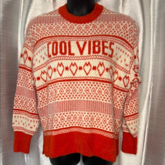 Aerie Love This Moment NWT Cool Vibes Orange Cream Acrylic Blend Sweater - Picture 1 of 9